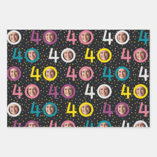40th Birthday Customise Photo Wrapping Paper Sheet