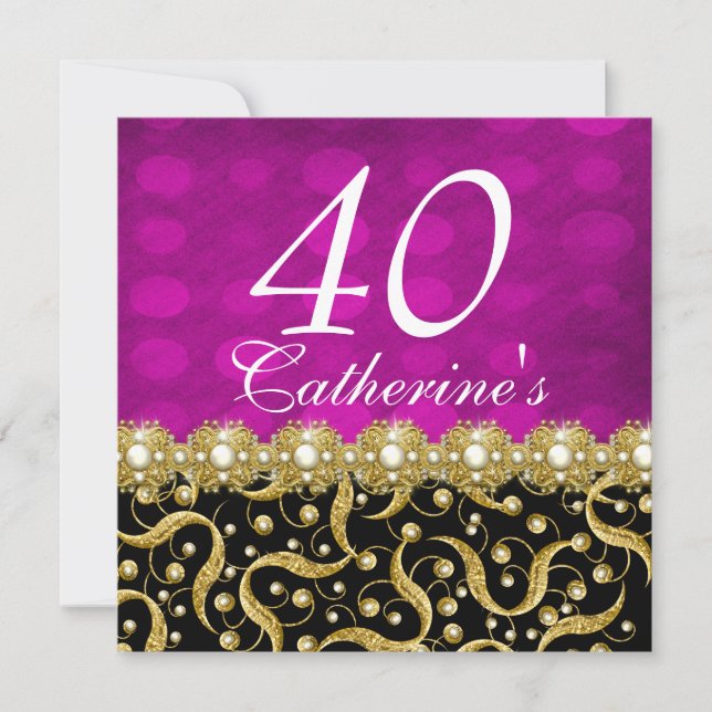 40th birthday elegant any age pink invitation (Front)
