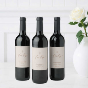 40th Birthday Elegant Minimal Boho Wine Label