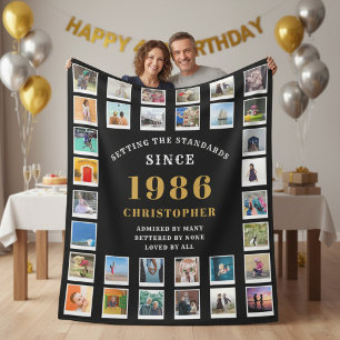 40th Birthday Family Memories Photo Collage  Fleece Blanket