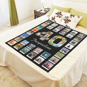 40th Birthday Family Photo Collage 47 Photographs Fleece Blanket