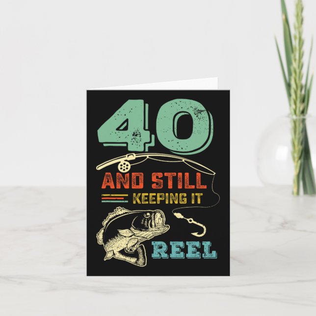 40th Birthday Fishing Turning 40 Fisherman Mens Pu Card (Front)