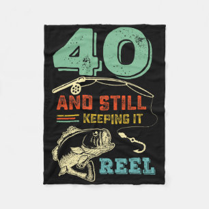 40th Birthday Fishing Turning 40 Fisherman Mens Pu Fleece Blanket