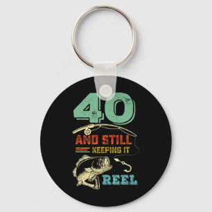40th Birthday Fishing Turning 40 Fisherman Mens Pu Key Ring