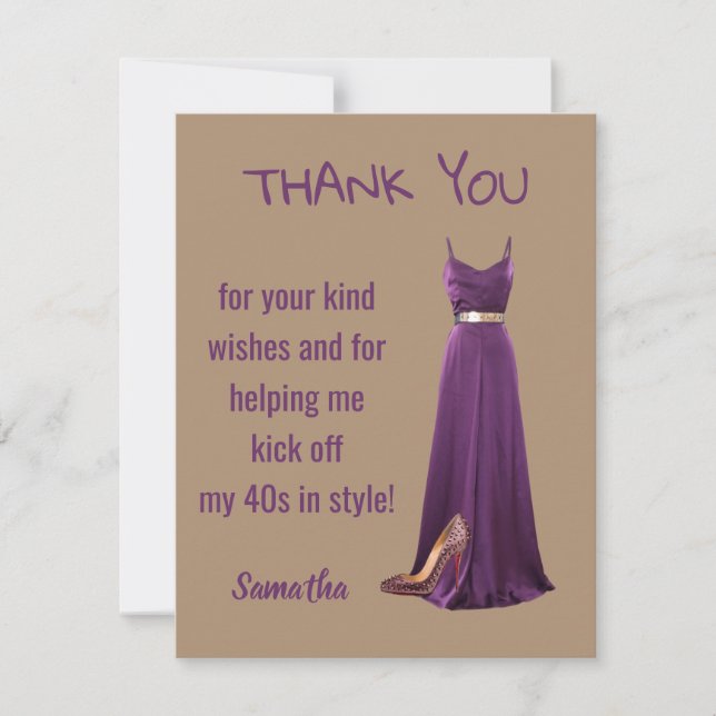 40th birthday Flat Thank You Card (Front)