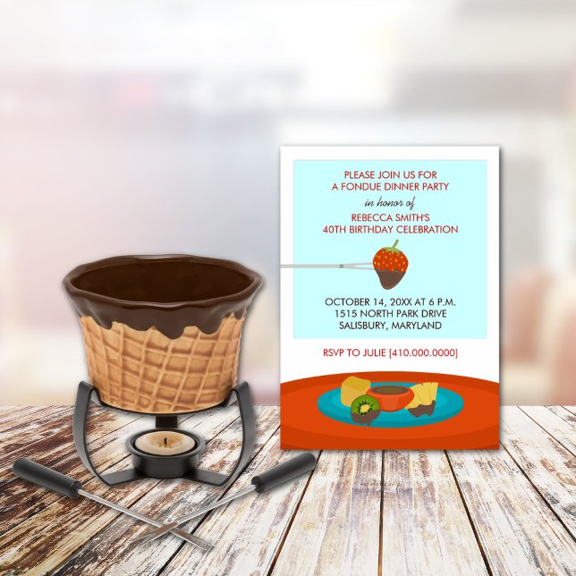40th Birthday Fondue Dinner Party Invitations (Creator Uploaded)