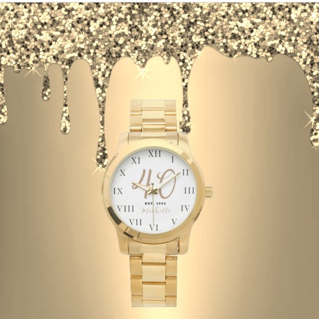 40th Birthday for Her Forty Gold Girly Elegant Watch (Creator Uploaded)