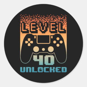 40th Birthday For Men Level 40 Unlocked Gamer 40 Y Classic Round Sticker