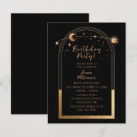 40th Birthday Forty Celestial Black Gold Astronomy