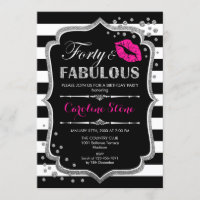 40th Birthday - Forty Fabulous Black Pink Silver