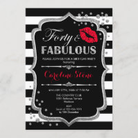 40th Birthday - Forty Fabulous Black Red Silver