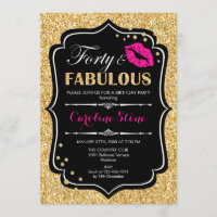 40th Birthday - Forty Fabulous Gold Black Pink