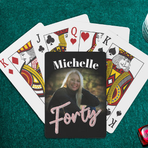 40th birthday forty pink black birthday custom playing cards