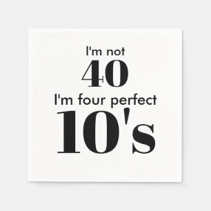 40th birthday four perfect black graphic text napkin