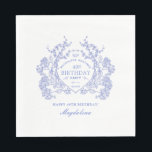 40th Birthday French Blue Floral Crest Custom Napkin<br><div class="desc">An elegant French vintage blue floral crest takes centre stage on this timeless custom paper napkin. Ornate,  formal and very feminine will make any birthday lady feel very special. Coordinating party supplies are available.</div>