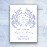 40th Birthday French Vintage Blue Floral Crest Invitation<br><div class="desc">An elegant French vintage blue floral crest takes centre stage on this timeless birthday invitation. Ornate,  formal and very feminine will make any birthday lady feel very special. Coordinating party supplies are available.</div>