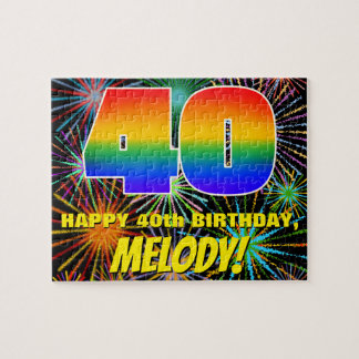 40th Birthday: Fun, Colourful Celebratory Firework Jigsaw Puzzle