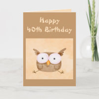 40th Birthday Fun Humour Shocked Owl Bird