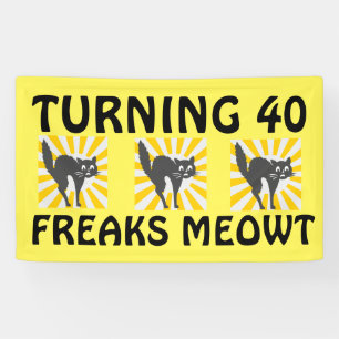 40TH BIRTHDAY FUNNY CAT BANNER