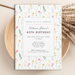 40th Birthday Garden Party High Tea Invitation
