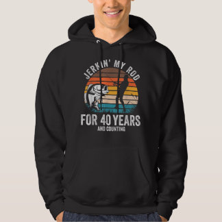 40th Birthday Gift for Fisherman Men Funny Fishing Hoodie