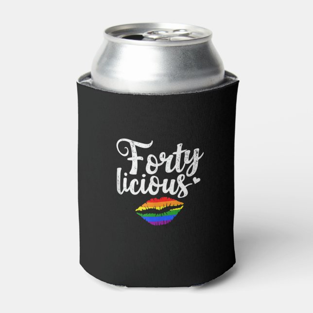 40th Birthday Gift for Gay Lesbian LGBT Fortylicio Can Cooler (Can Front)