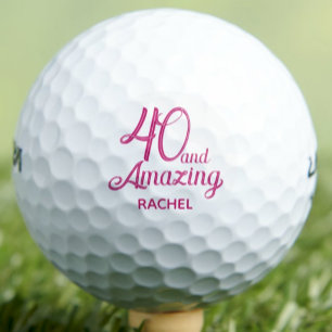 40th Birthday Gift for Wife Pink Script Elegant Golf Balls