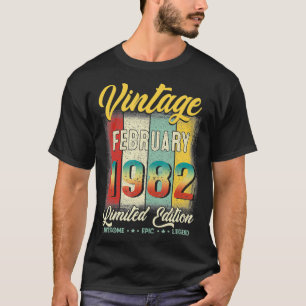 40th Birthday Gift Men Vintage February 1982 40 Ye T-Shirt