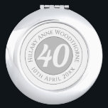 40th Birthday Gift with Name & Date Compact Mirror<br><div class="desc">Lovely gift for a birthday commemoration,  to celebrate the recipient's birthday with the number of years,  name,  and date. 40th Birthday Gift.</div>