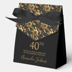 40th Birthday Gold Floral Thank You  Favour Box