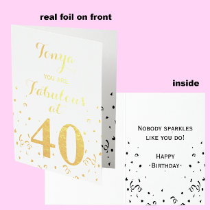 40th Birthday Gold Foil Fabulous at 40 Foil Card