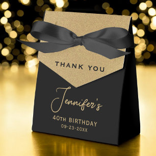 40th Birthday Gold Foil Monogram Script Thank You Favour Box