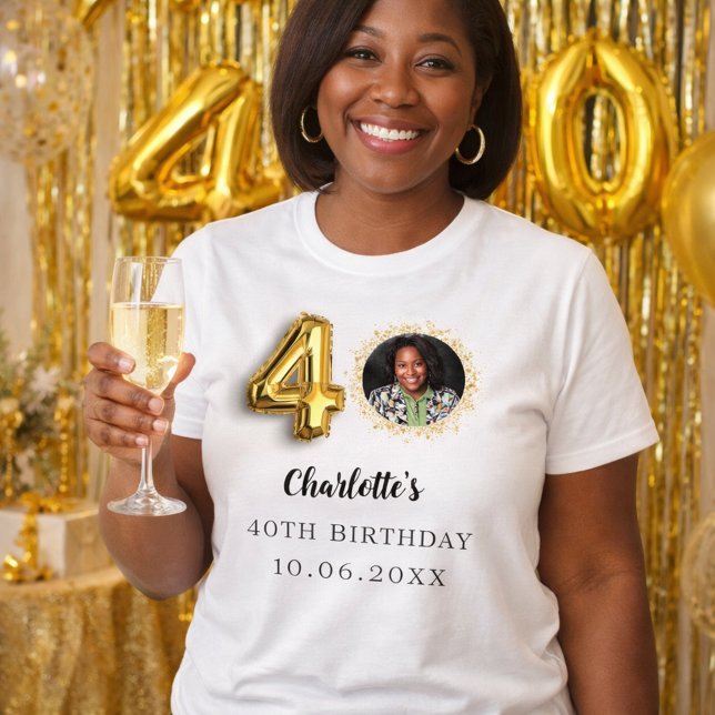 40th birthday gold photo T-Shirt (Creator Uploaded)