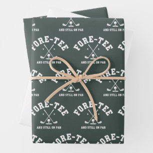 40th Birthday Golf 40th Birthday Gift Golfing Wrapping Paper Sheet