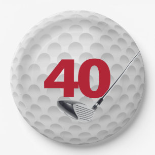 40th Birthday Golf Ball Design Paper Plate