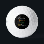40th Birthday Golf Cheers and Beers Black and Gold Balls<br><div class="desc">This is a cool and modern, 40th birthday, golf design. It is a simple, minimal design, in classic black and gold typography with pops of orange and green. Perfect for a cool and fun, golf and beer themed, 40th birthday gift or party accessory and ideal as birthday keepsakes or party...</div>