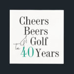 40th Birthday Golf Cheers and Beers Party Napkin<br><div class="desc">This is a cool and modern, 40th birthday, golf party design. It is a simple, minimal design, in green and black typography. Perfect for a cool and fun, golf and beer themed, 40th birthday party. This design is fully customisable, simply use the personalise this button to change the age, or...</div>