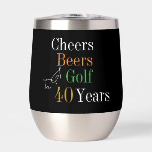 40th Birthday Golf Cheers Beers Black Gold Party