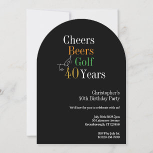 40th Birthday Golf Cheers Beers Party Invitation
