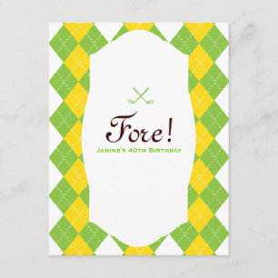 40th Birthday Golf Party Argyle Preppy Invitation