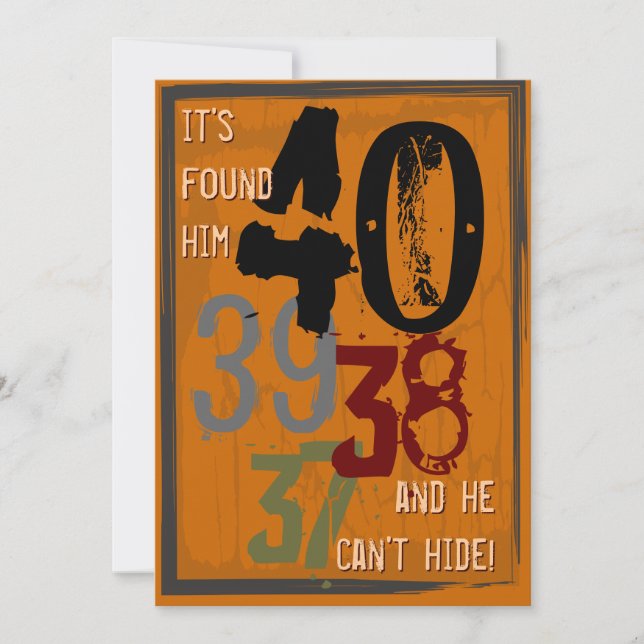 40th Birthday Grungy Countdown Party Invitation (Front)