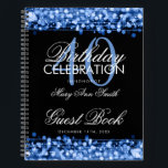 40th Birthday Guestbook Party Sparkles Blue Notebook<br><div class="desc">An elegant and modern 40th (fortieth) Birthday Guest Book template with Party Sparkles Blue design (featuring lights,  string and sparkles) with easy to customise text.</div>