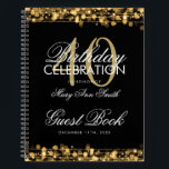 40th Birthday Guestbook Party Sparkles Gold Notebook<br><div class="desc">An elegant and sophisticated 40th (fortieth) Birthday Guest Book template with Party Sparkles Gold design (featuring gold lights,  gold string and gold sparkles) with easy to customise text.</div>