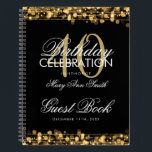 40th Birthday Guestbook Party Sparkles Gold Notebook<br><div class="desc">An elegant and sophisticated 40th (fortieth) Birthday Guest Book template with Party Sparkles Gold design (featuring gold lights,  gold string and gold sparkles) with easy to customise text.</div>