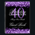 40th Birthday Guestbook Party Sparkles Purple Notebook<br><div class="desc">An elegant and modern 40th (fortieth) Birthday Guest Book template with Party Sparkles Purple design (featuring lights,  string and sparkles) with easy to customise text.</div>