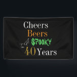 40th Birthday Halloween Cheers Beers Spooky Party Banner<br><div class="desc">This is a cool and modern, 40th birthday, Halloween party design. It is a simple, minimal design, in classic black and gold typography with pops of orange and green. Perfect for a cool and fun, Halloween and beer themed, 40th birthday party. This design is fully customisable, simply use the personalise...</div>