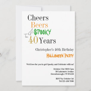 40th Birthday Halloween Cheers Spooky Party Invitation