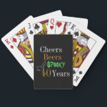 40th Birthday Halloween Party Cheers Beers Playing Cards<br><div class="desc">This is a cool and modern, 40th birthday, Halloween party design. It is a simple, minimal design, in classic black and gold typography with pops of orange and green. Perfect for a cool and fun, Halloween and beer themed, 40th birthday party, ideal as a game, gift or party favours. This...</div>