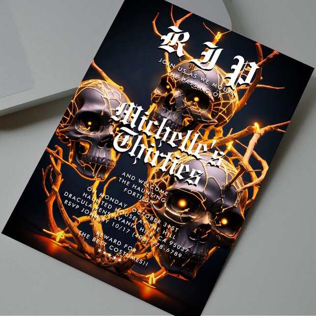40th Birthday Halloween Party RIP 30 Skull Modern Invitation (40th Birthday Halloween Party RIP 30 Skull Modern Invitation
)