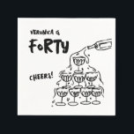 40th Birthday Hand Drawn Cocktail Napkins<br><div class="desc">Celebrate in style with these 40th birthday cocktail napkins from Zazzle,  featuring a chic black and white design with a modern scribble illustration of a champagne tower.</div>